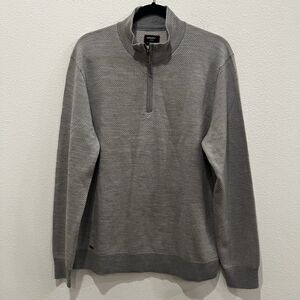 Untuckit Sweater Mens L 1/4 Zip Pullover Gray Merino Wool Mock Neck Long Sleeve
